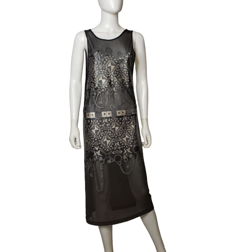 Nasty Gal Collection Black Sheer Print Tank Dress Womens Size XS
